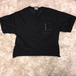 Black Cropped Mesh T-shirt